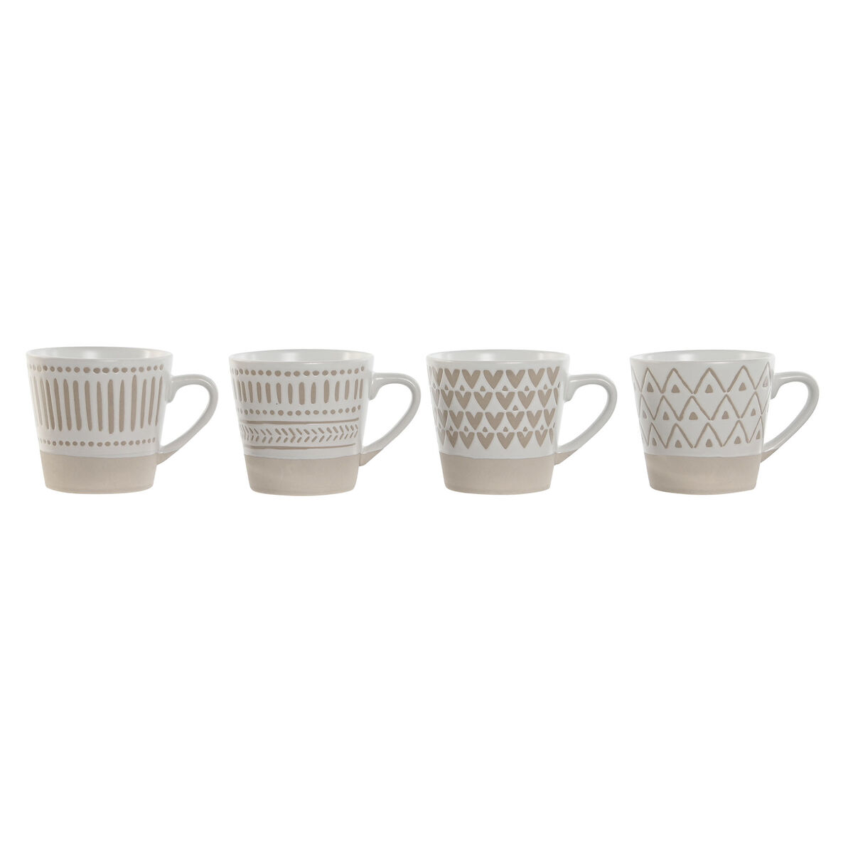 Home Esprit - Conjunto de Chávenas de Café Home ESPRIT Branco Bege Grés 4 Peças 180 ml