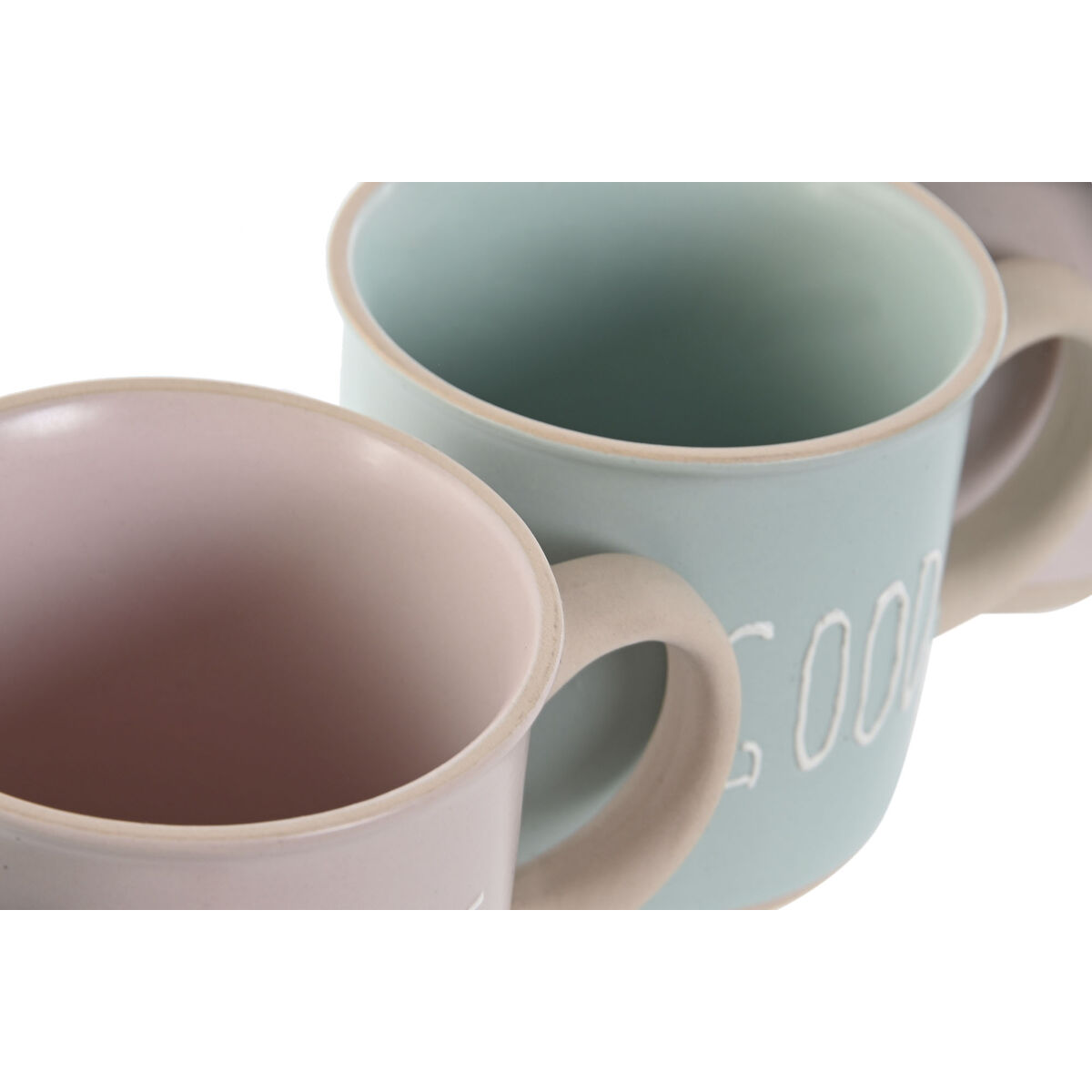 imagem de Conjunto de Chávenas de Café Home ESPRIT Azul Cor de Rosa Grés 4 Peças 180 ml2